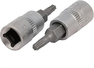 Aexit TX15 Torx Hand Operated Tools Head 1/4-inch Square Chrome Vanadium Steel Drive Socket Adapter 2pcs Model:45as649qo601
