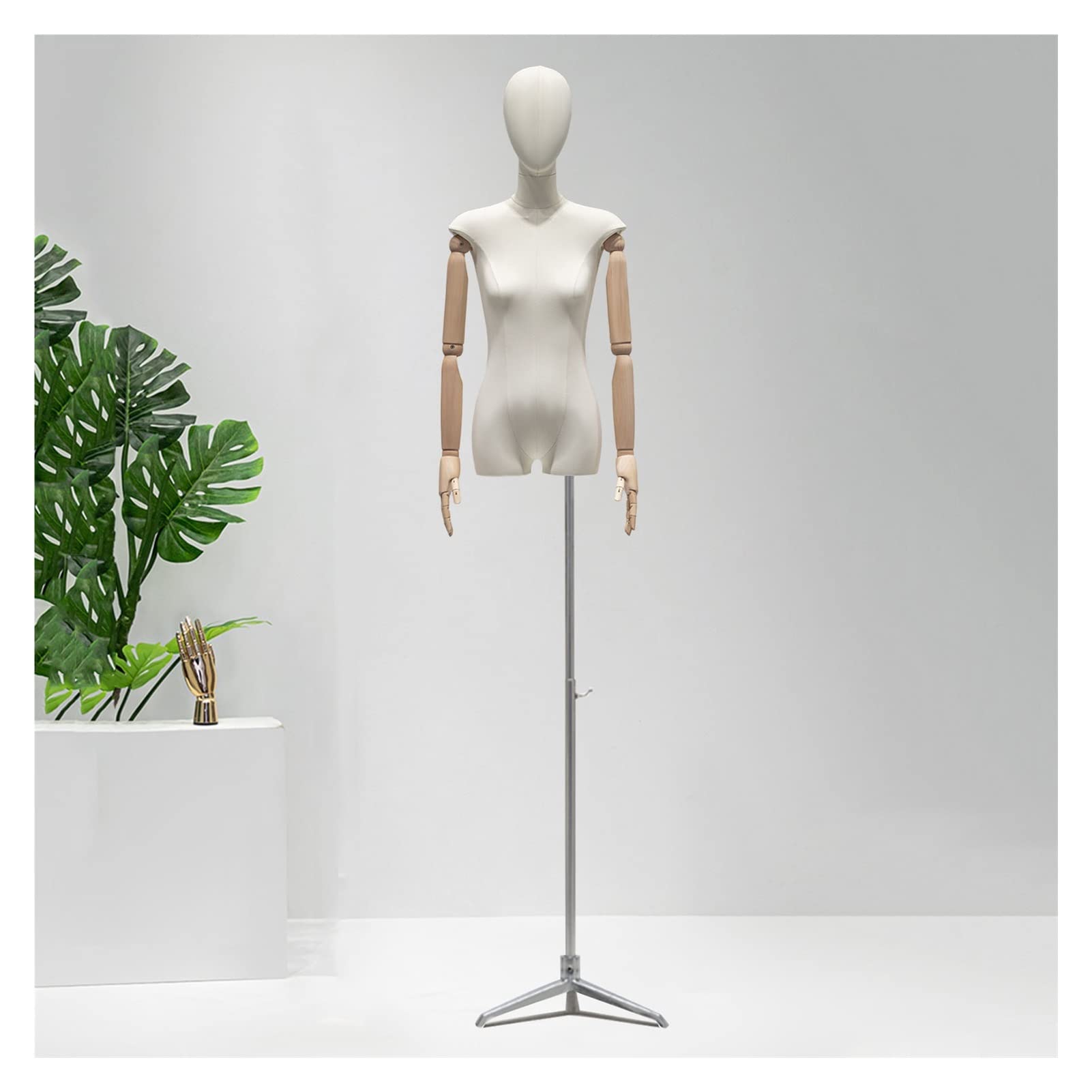 UWYTGF Female Dress Form Female Dress Form Mannequin Torso Body,Height Adjustable from 59'' to 78'' Tailors Dummy Torso with Detachable Rotatable Head for Clothing Display Femal,Silver,B