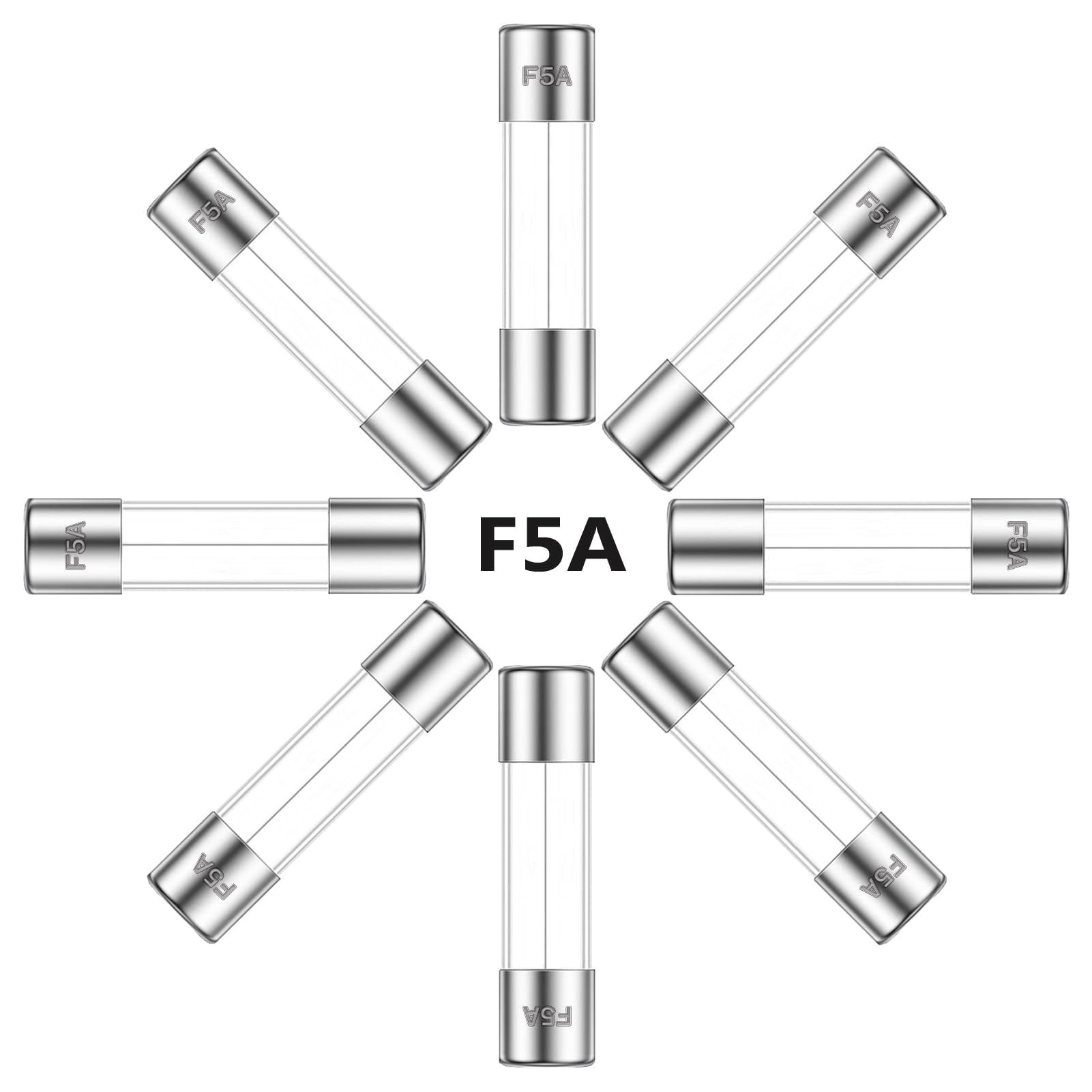 ALLECIN 5A 250V 6x30MM Fast Blow Glass Fuse 5 Amp 250 Volt 0.24 x 1.18 Inch Fast-Acting Tube Fuses F5AL250V (Pack of 20Pcs)