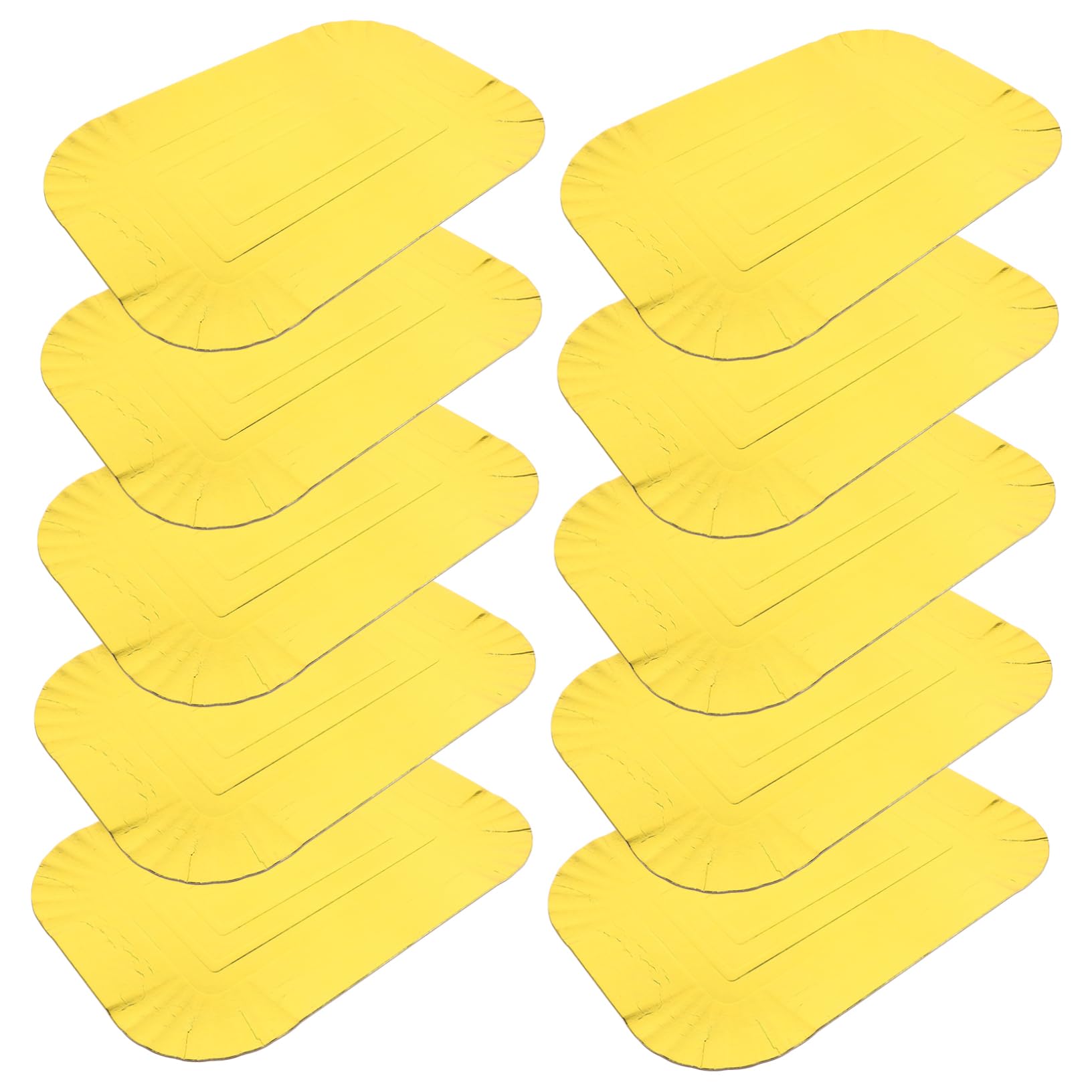 Ipetboom Platos de Papel Desechables Dorados Diseño Sencillo, Bandeja de Aluminio para Picnic y Cocina, Paquete de 10 Unidades Resistentes y Elegantes