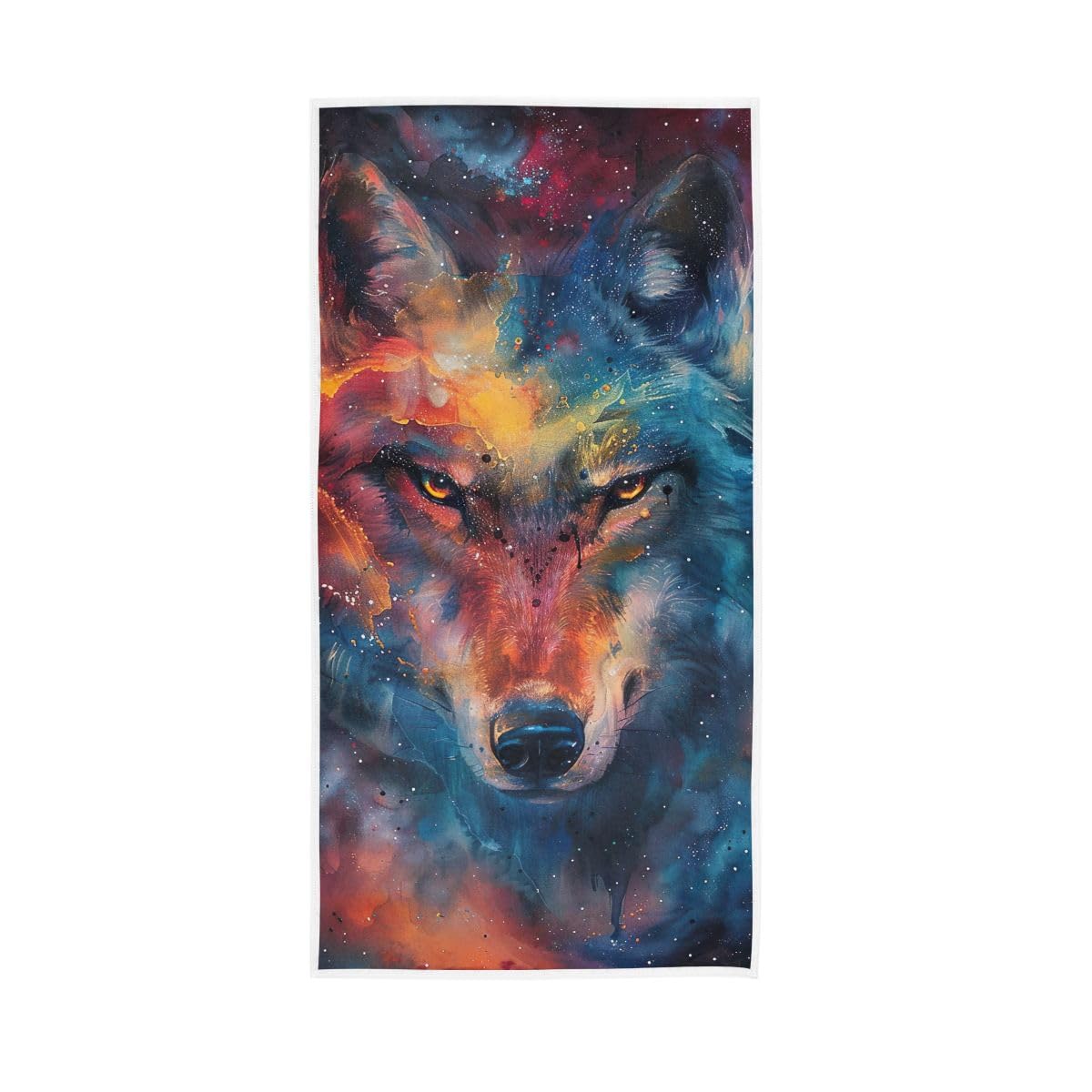 HUYGD Wolf Face in Center of Space Hand Towels, 15 x 30 Inches, Soft Highly Absorbent Towels for Bathroom Gym Hotel