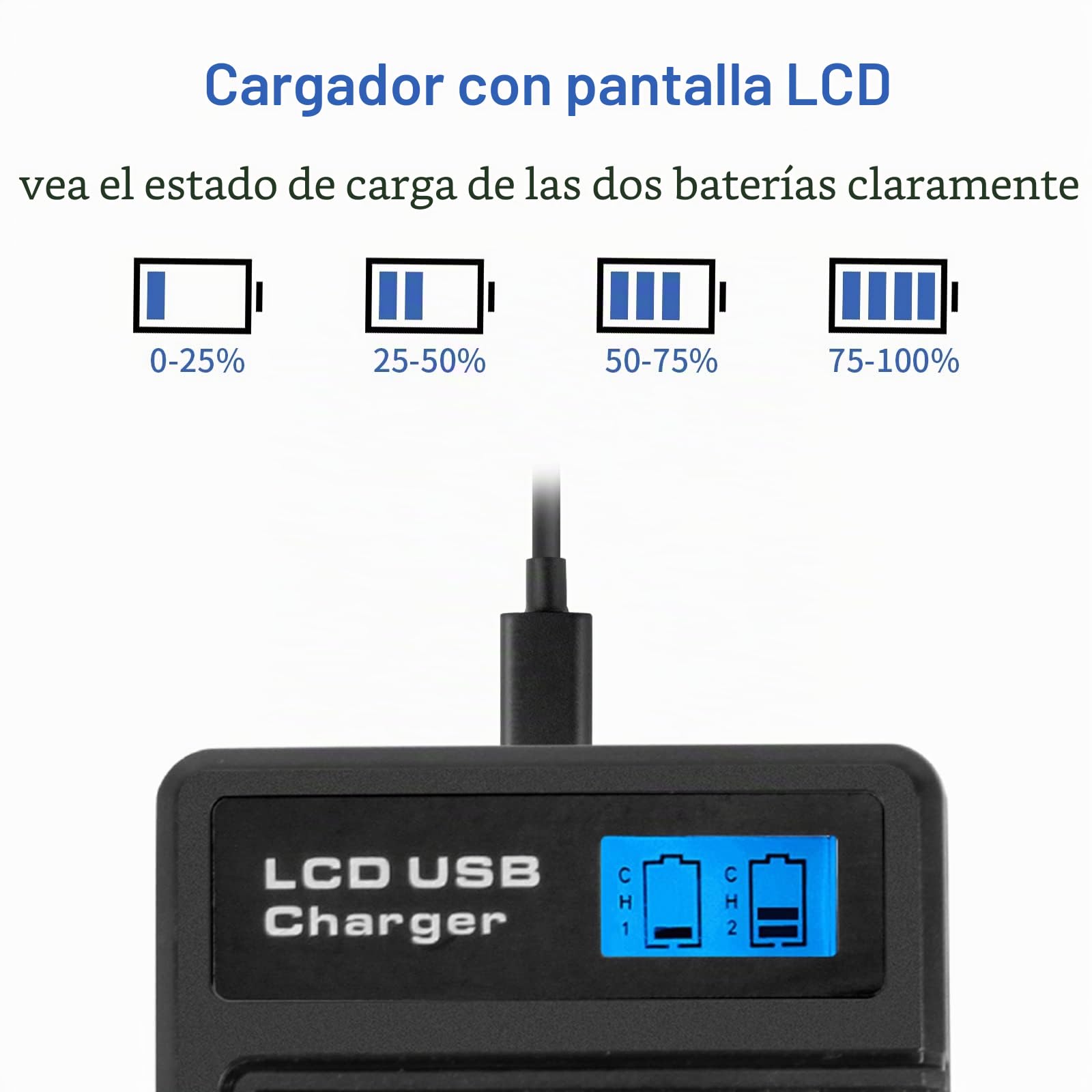 2 X EN-EL9 EN-EL9A Batería de Repuesto y LCD Cargador Dual Compatible con Nikon D40 D40x D60 D3000 D5000 Cameras