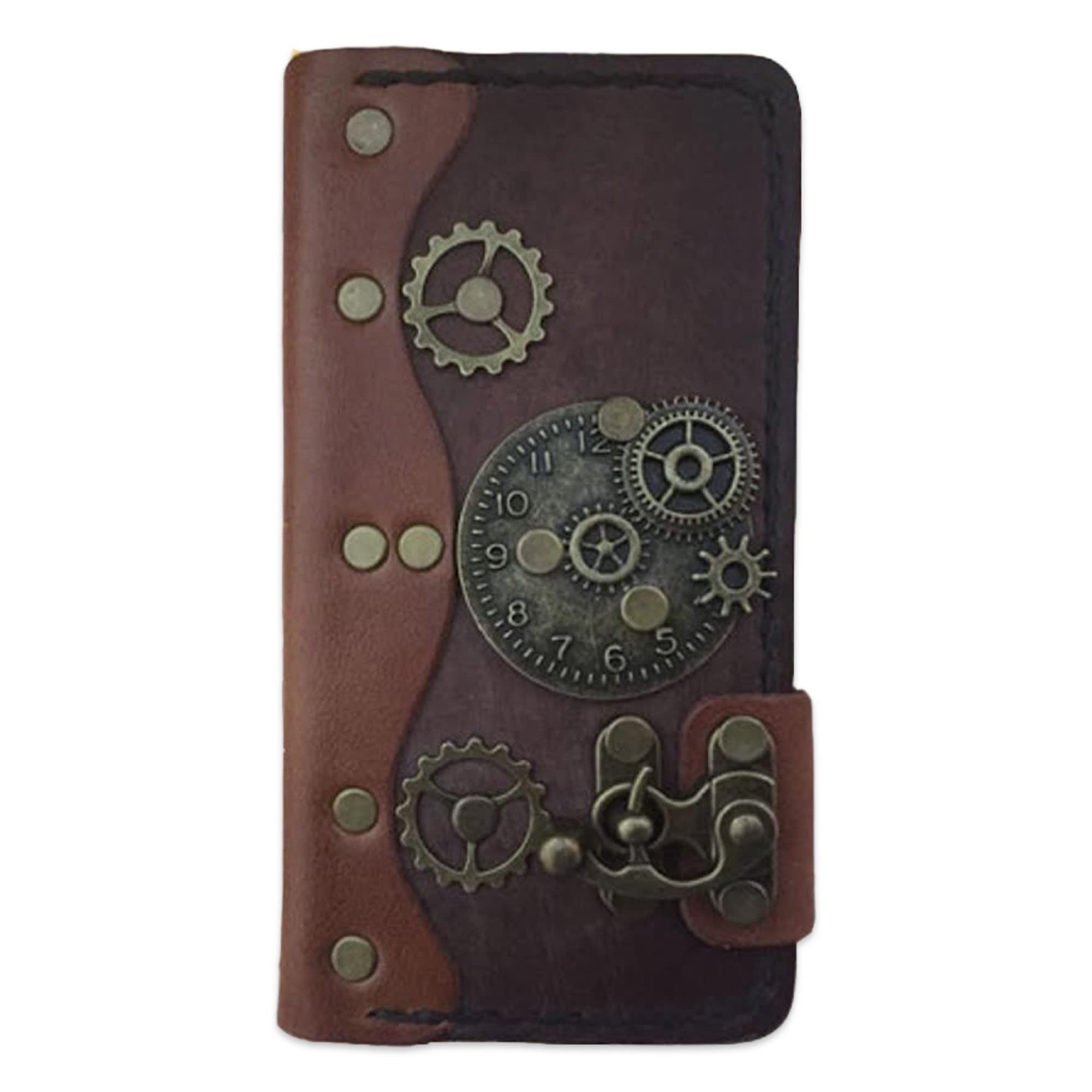 Papyrus Crafts - Handmade Steampunk Leather Folio Wallet Case For iPhone