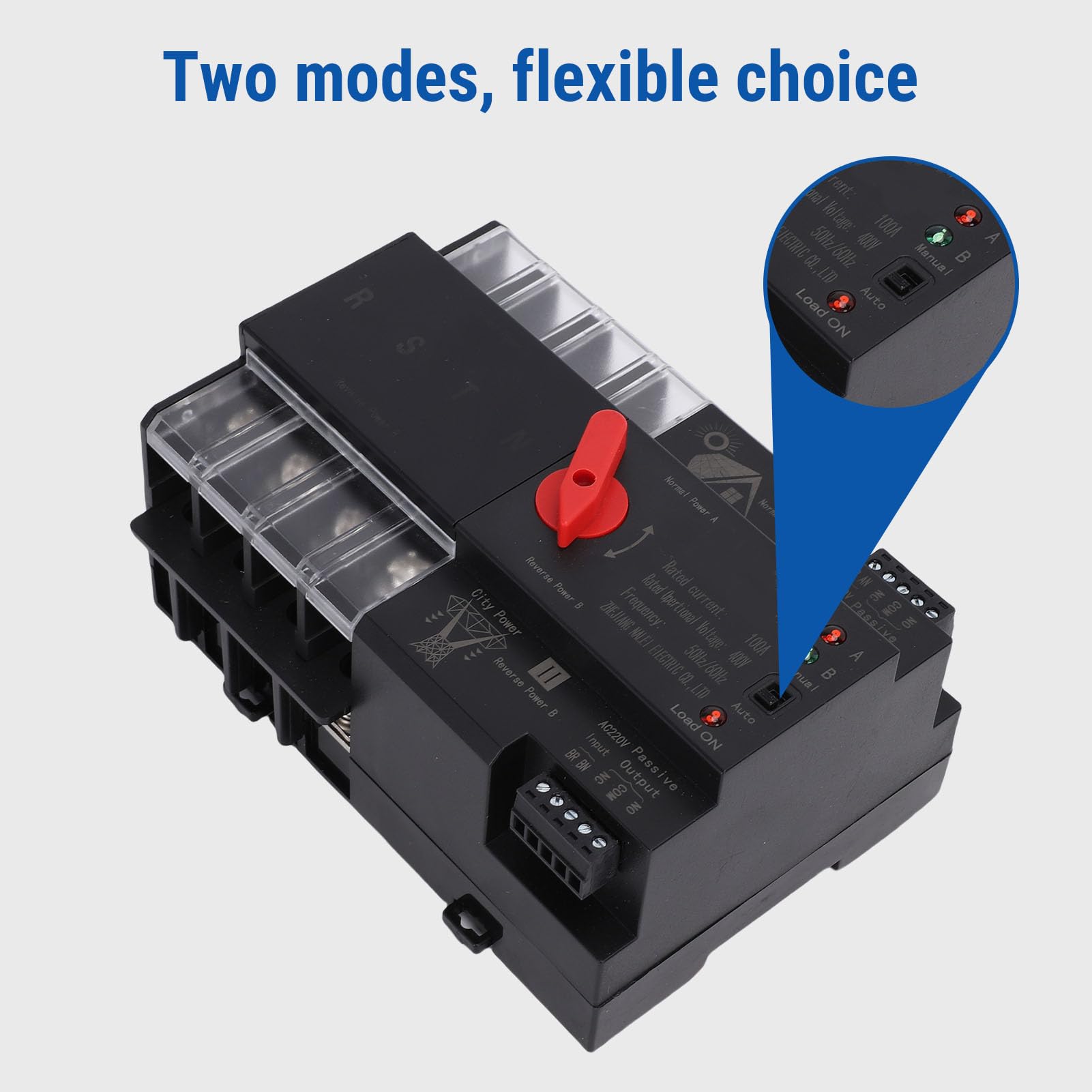 Tangxi Interruptor de Transferencia Automática de Doble Potencia 4P, Unidad de Conmutación Rápida de 100A para Centros Comerciales y Laboratorios