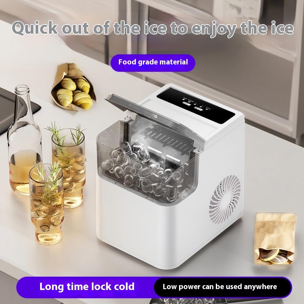 Compact Ice Maker Machine, 26 Lbs/24h Production, 1.2 Lbs Storage, White (White) on Fridge.com - View 3