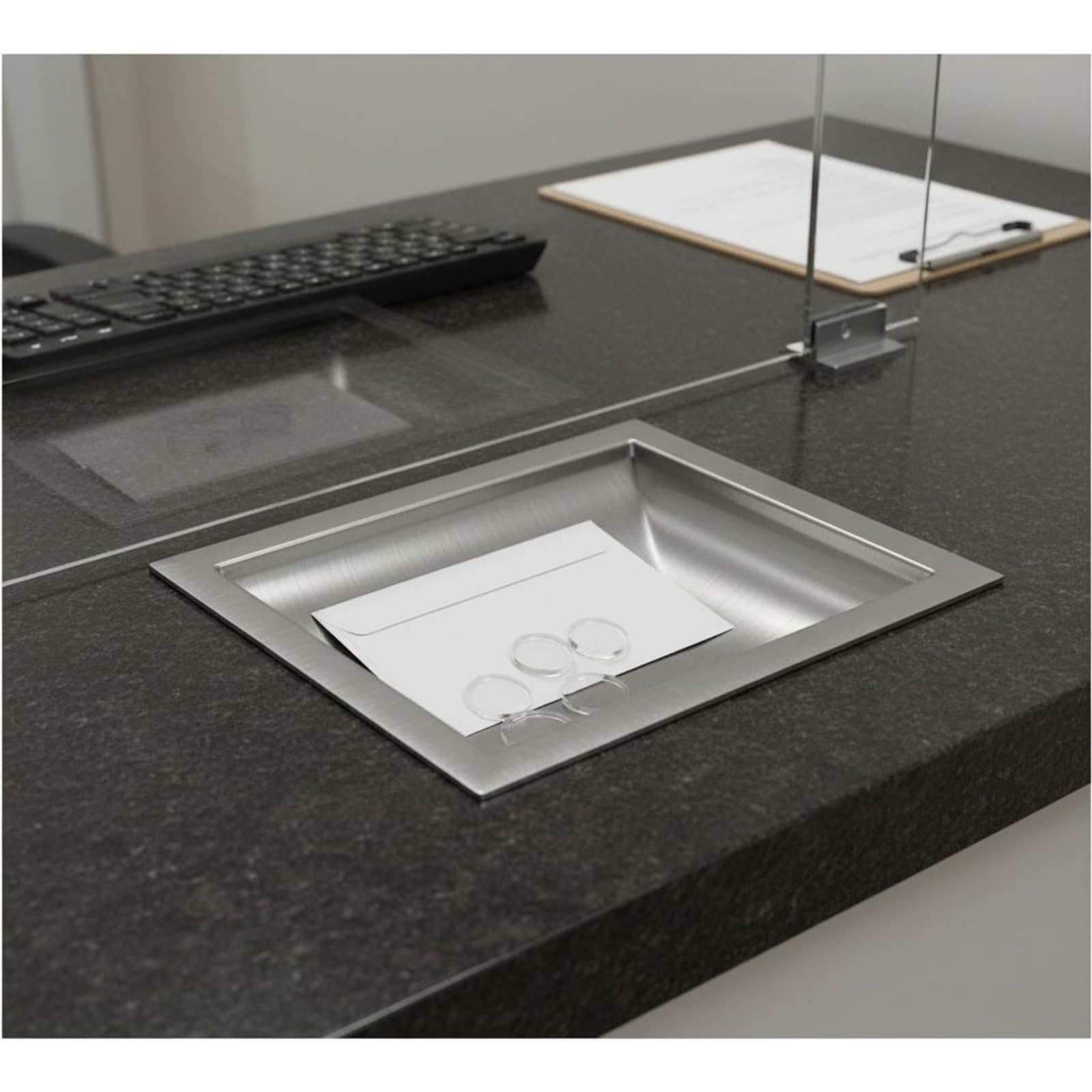 predolo Ranura de Efectivo de Acero Inoxidable Bandeja de Billetes de Transferencia Canal de 1 Mm Superficie Resistente y Estable Adecuada para Cajeros Taquillas Recepción Mostradores de Pago