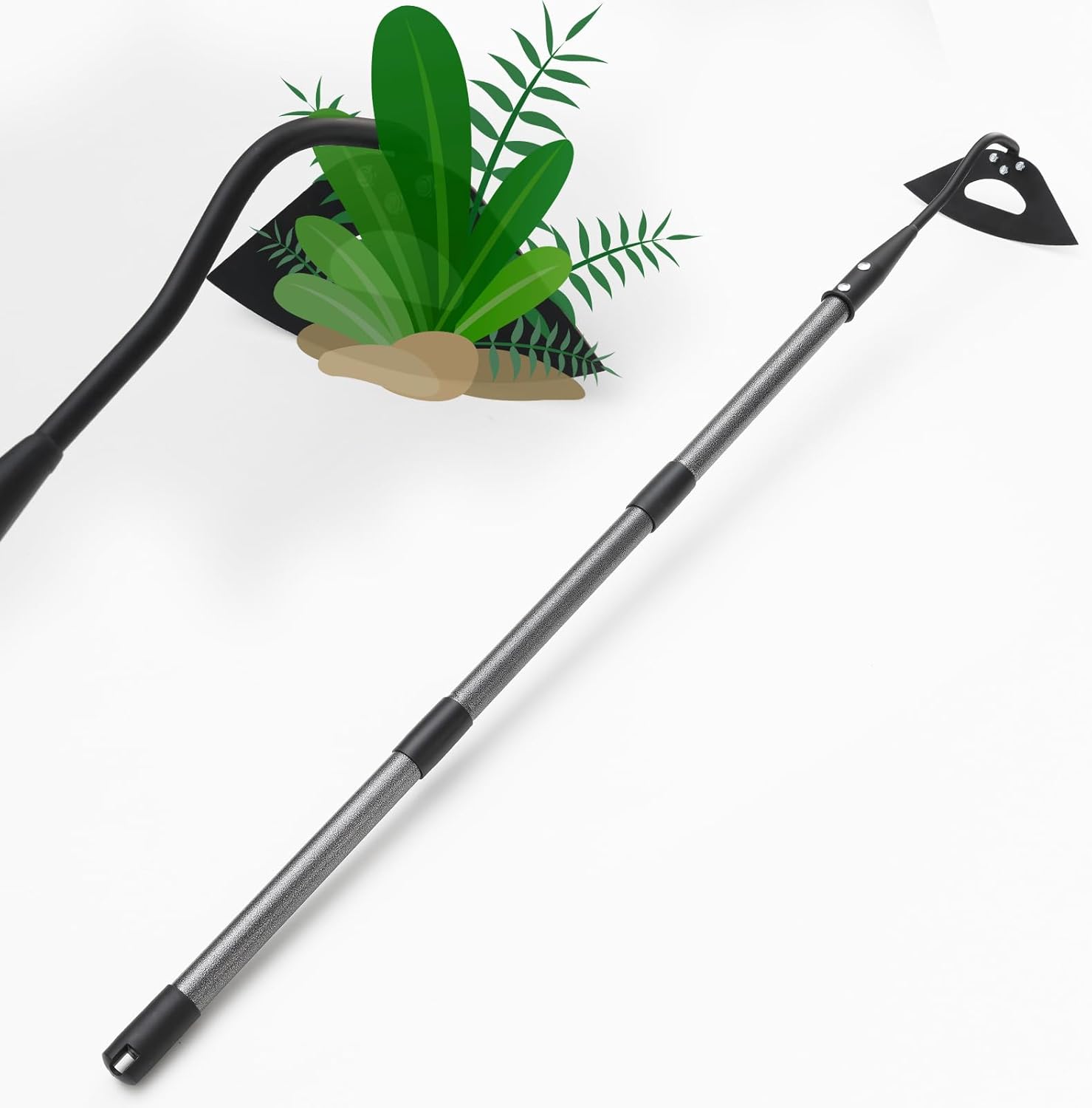 Garden Hoe for Weeding Tool, Heavy Duty Dutch Weeding Hoe Gardening Hand Hoe for Women Kids Men, Metal Garden Weeder Rake Weed Puller for Lawn Long Handle 30-55 inch