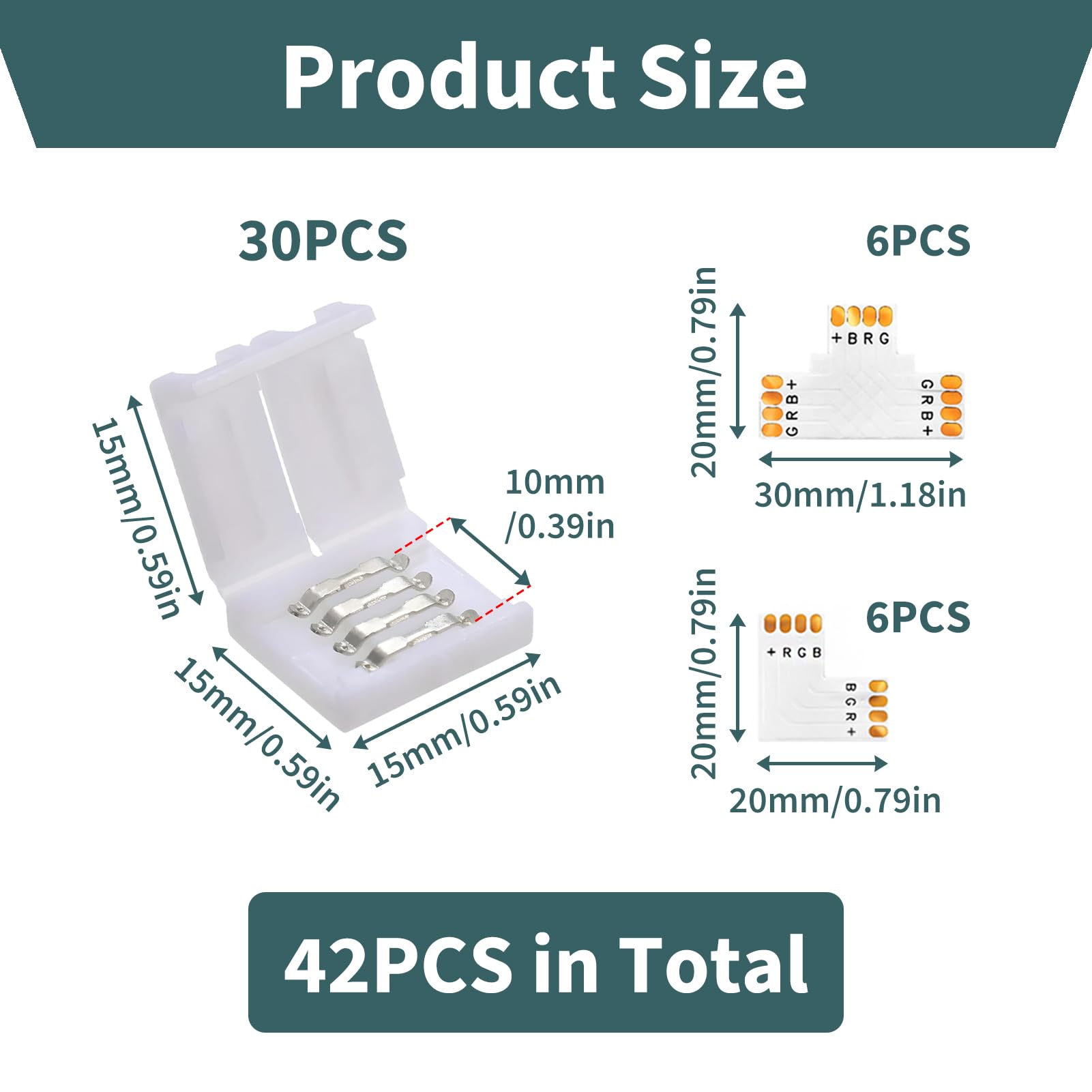 10 pcs 4 Pin L Forme Connecteur Pour 5050 RGB Bande de LED 10mm