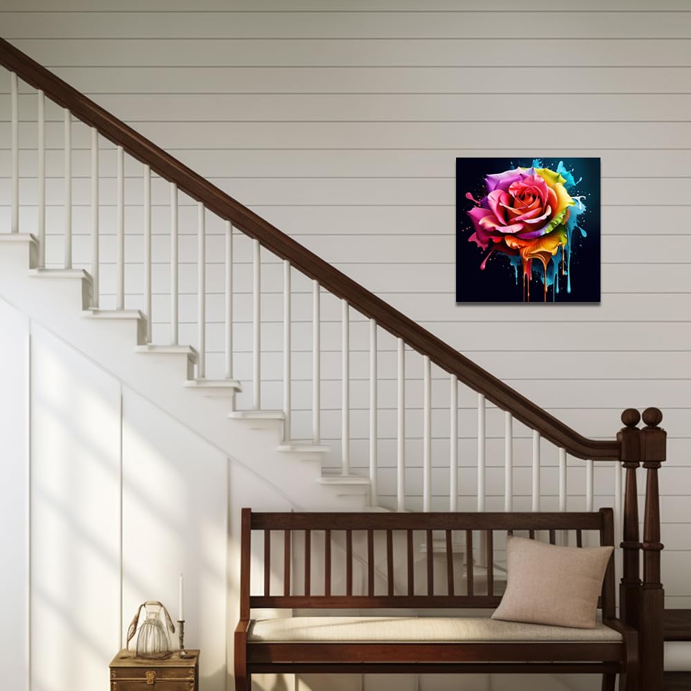 Amazon.co.jp: QIXIANG 抽象的なバラの花 ウォールアート カラフル