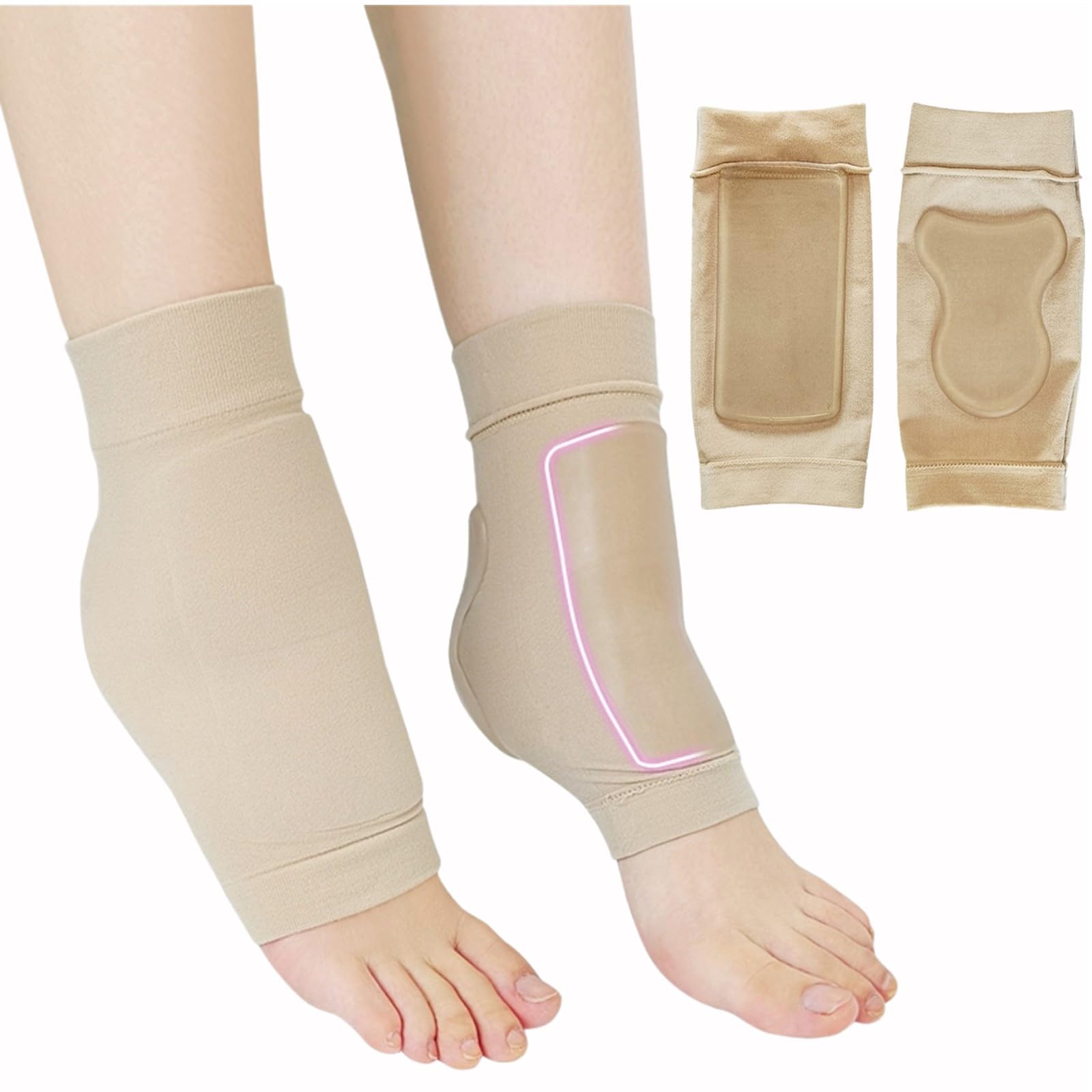FKDG Gel Ankle Sleeves 1 Pair Ankle Support for Skiing Hockey Shock Absorbing Heel and Instep Guard for Boots and Skates