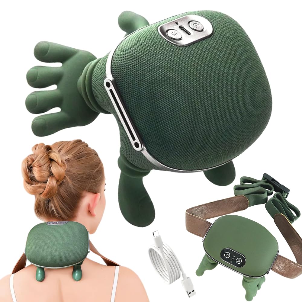 Masajeador De Cuello Hombros Recargable Eléctrico, Masajeador de Cuello y Hombros Cervical Inalámbrico 4D, Con 3 Niveles de Intensidad y 2 Niveles de Calor,4D Shiatsu maseajor cervical y espalda