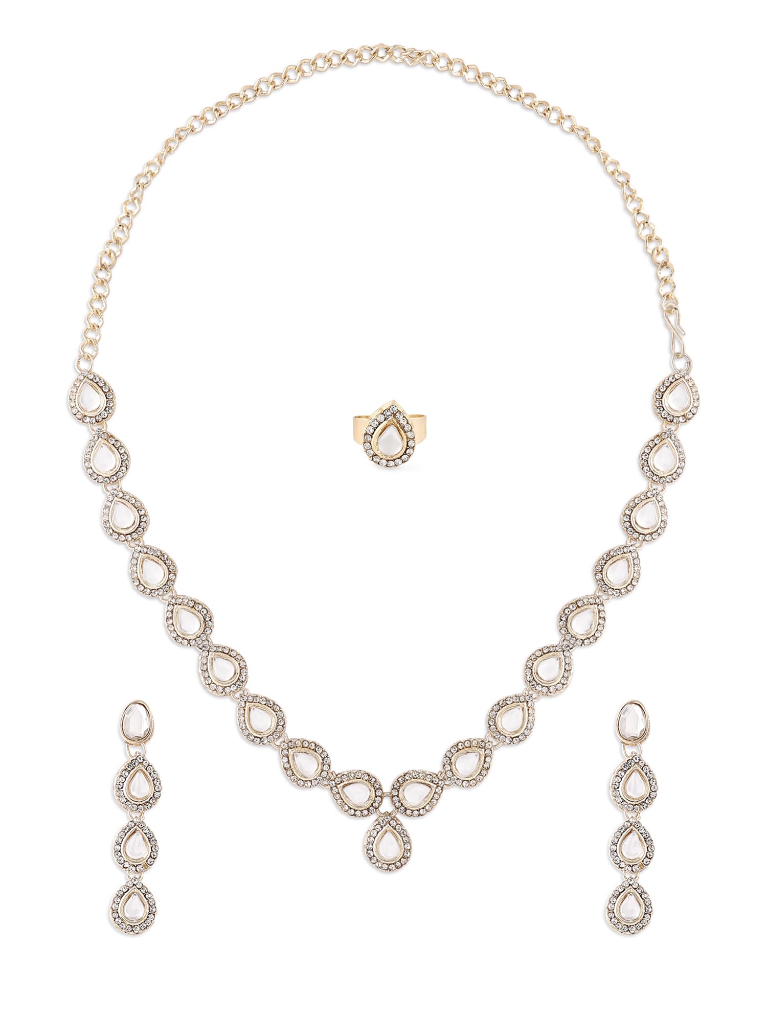 See full amazon price history chart for ZAVERI PEARLS Gold Tone Dazzling Kundan & Austrian Diamond Ethnic Necklace Earring & Ring Set For Women-ZPFK16520 ZAVERI PEARLS Gold Tone Dazzling Kundan & Austrian Diamond Ethnic Necklace Earring & Ring Set For Women-ZPFK16520 (B0CKHX25LH) Amazon Price History, Amazon Price Tracker