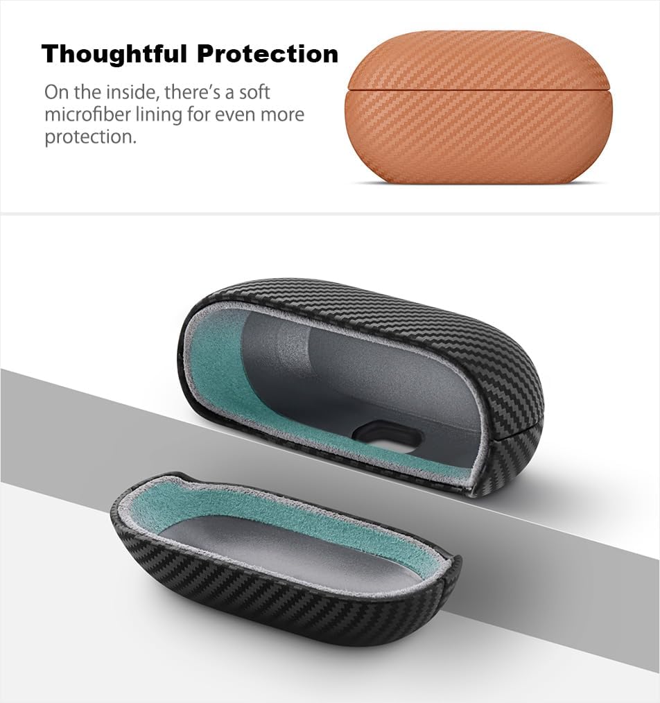 Haobobro Leather Case - for Beats Solo Buds Case Cover - Selected Skin-Friendly Leather, with Carbon Fibre Texture, Handmade Shockproof Protective Hard Cover for Beats Solo Buds 2024 - Brown