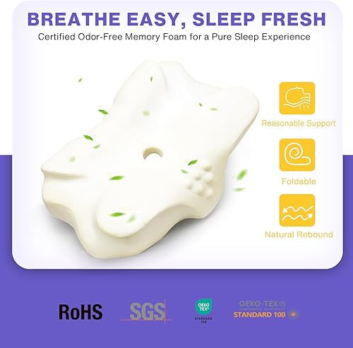 Miniatura 8 de Almohada refrescante para aliviar el dolor para el cuello, almohada cervical ajustable, espuma viscoelástica para dormir lateral, con funda de