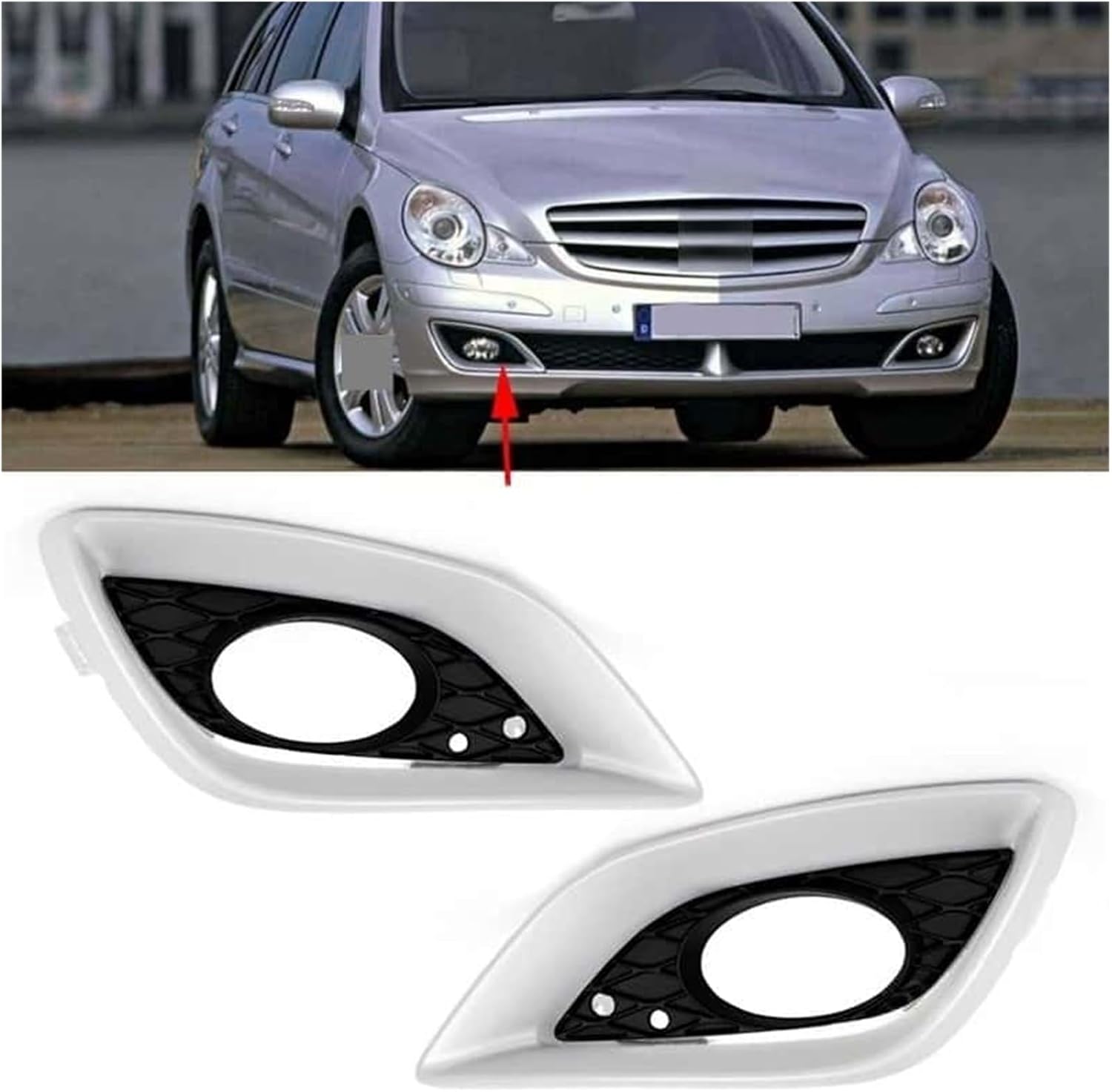 Front Bumper Fog Light Lamp Trim Cover Frame Lid Bezel Compatible For Mercedes-Benz W251 R-Class R280 R300 R320 R350 R430 R500 2006-2009(Right side) (Left side)
