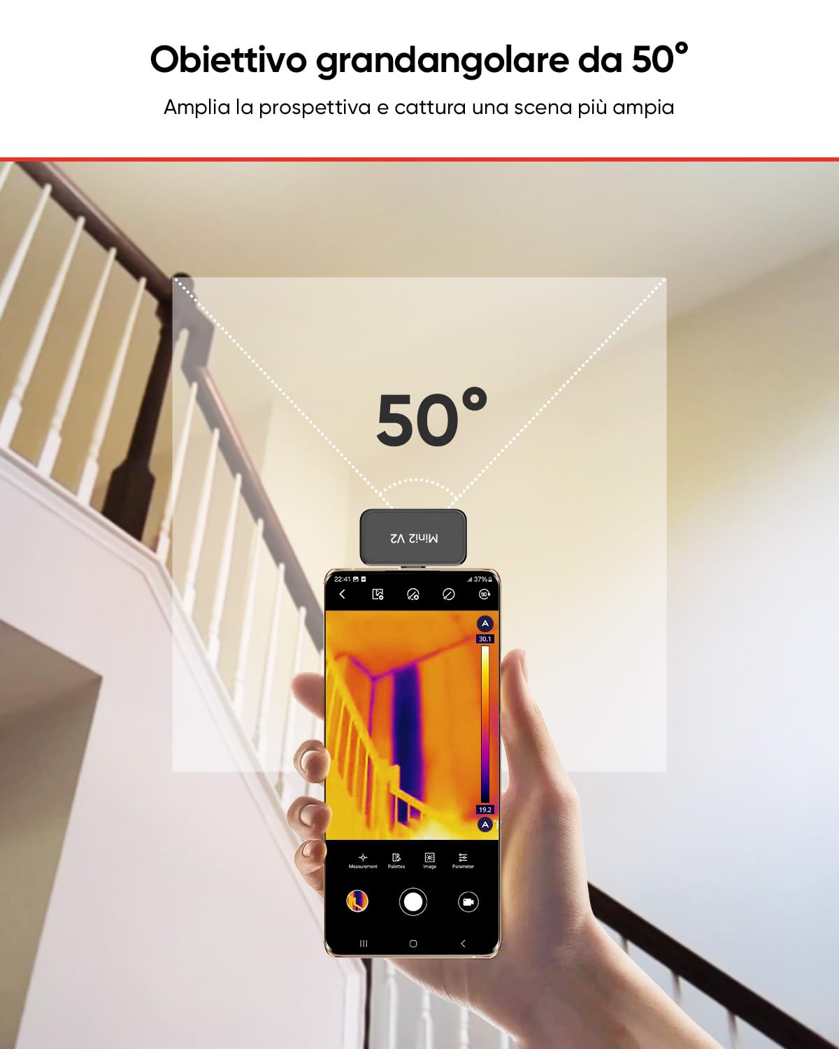 Termocamera HIKMICRO Mini2 V2 per Android/iOS, risoluzione IR 256×192, telecamera termica, SuperIR 512×384, supporta iPhone 15/16/17, 25Hz, porta USB-C/Lightning(Nessun accessorio)
