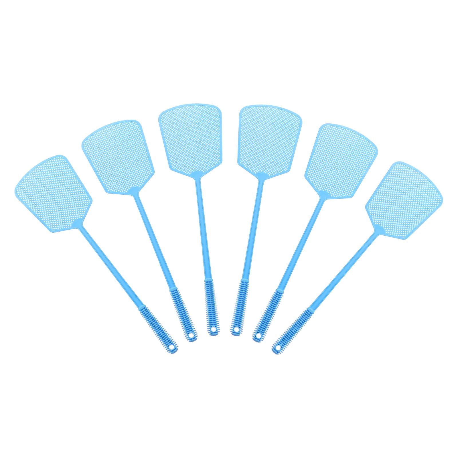 sourcing map 6pcs Fly Swatter 6.4"x5.3" Plastic Manual Heavy Duty Long Handle Fly Swatter for Home Indoor Outdoor, Blue