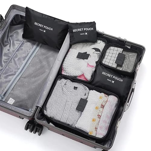 Organizador de mala de viagem Unissex kit com 6 peças N-05 Preto
