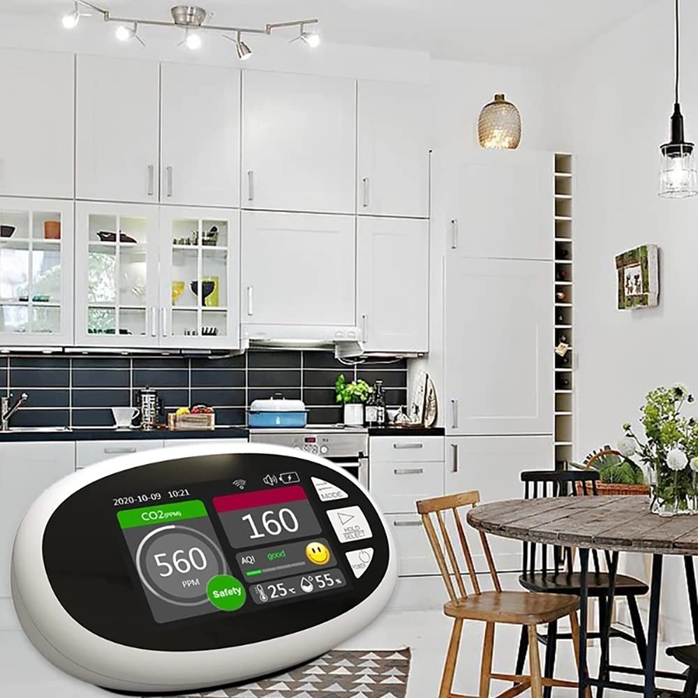 Desktop CO2-detector, Draagbare Koolmonoxidedetector Mini CO2-monitor CO2- meter, 400-5000ppm CO2-detector Temp Humi-meter Binnenluchtkwaliteitstester voor Thuis, Fabrieken Reizen