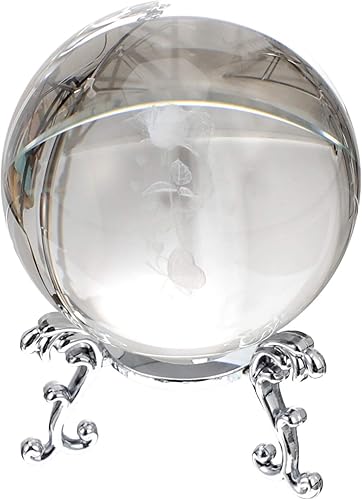 Bola de cristal rosa tallada de 2.36 pulgadas con soporte de astilla, bola de vidrio Fengshui para decoración de escritorio de mesa del hogar, bola disponible en Yaxa Colombia