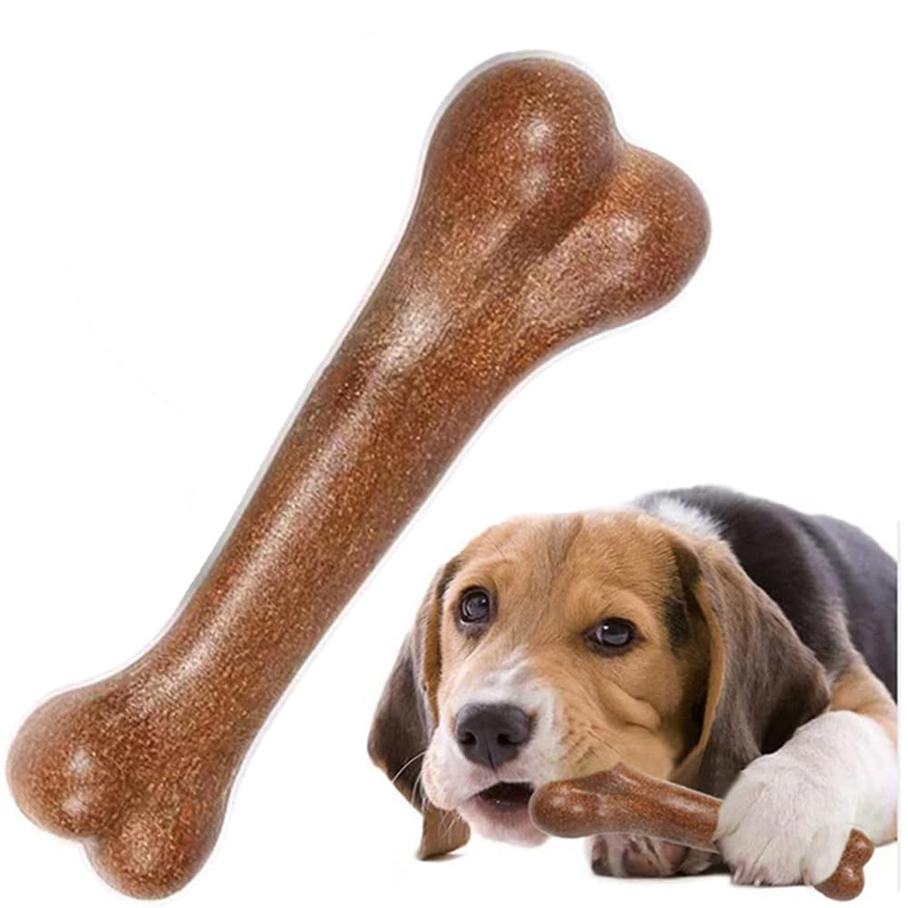 LuminaryDog Chew Toys for Teething Interactive Dog Toys for Aggressive Chewers Dog Bones Classic Puppy Teething Toys Outdoor Anxiety Relief Extreme Teething Bone Chew Toys