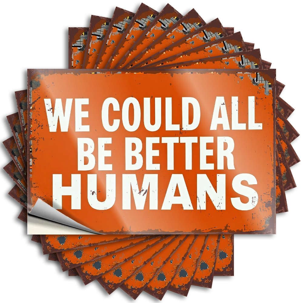 Fzfn Colour Cottage Good Tattoo - We Could All Be Better Humans. Removable Decal Bottle Easy Peel For Tiki(12X18cm)