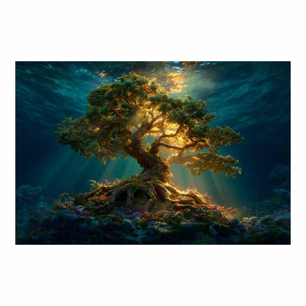 ZAMAEIU Tree of life wall art Abyssal-Born Tree abstract canvas wall, For Bathroom, Living Room, Bedroom, Office.Gift for Home Decor(green)-60x90cm Unframed