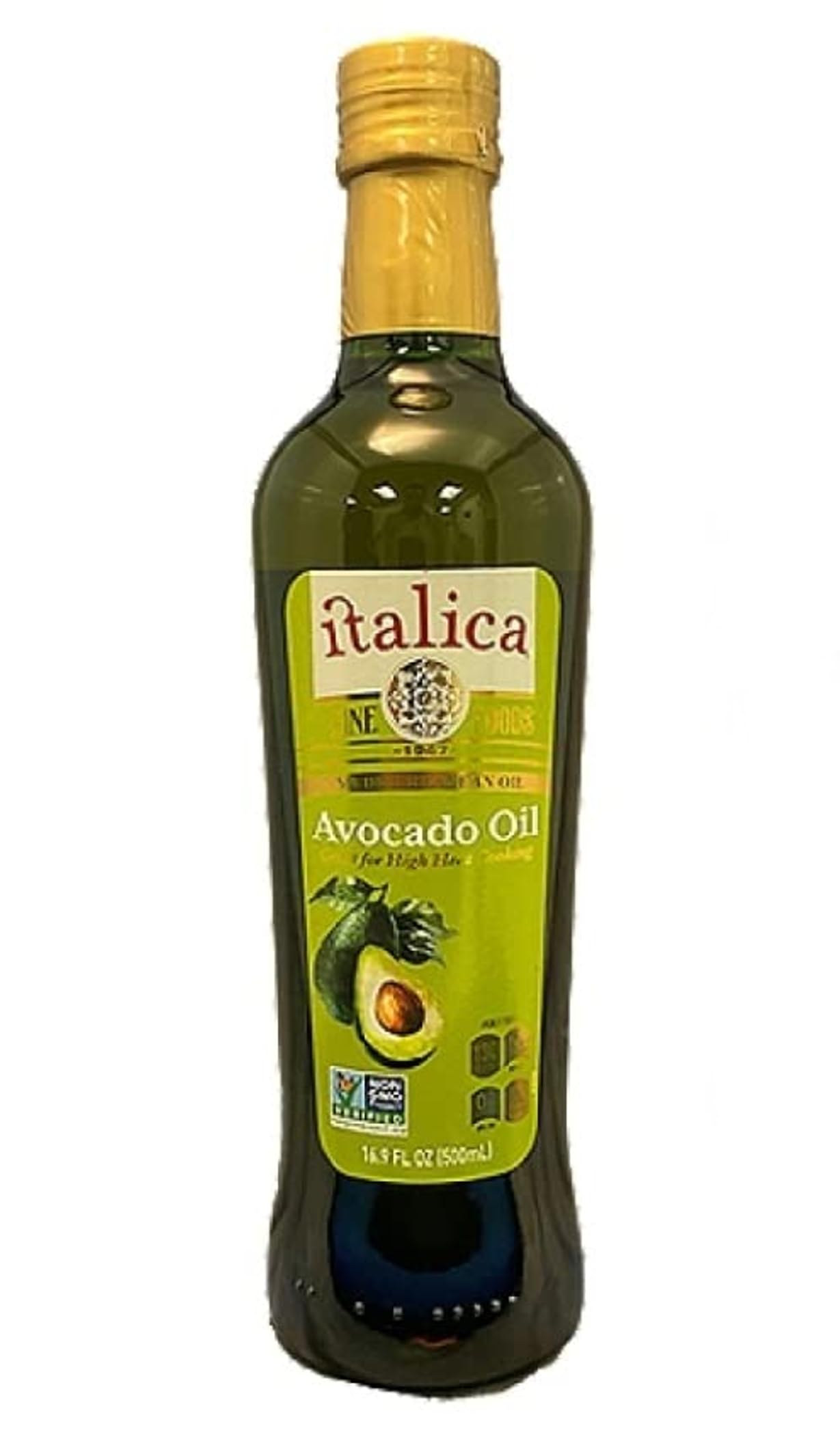 ITALICA - Pure Refined and Extra Virgin Avocado Oil - Perfect for Cooking and Salad Dressing - Anfora Glass Available in 16.9 FL OZ (500 mL)
