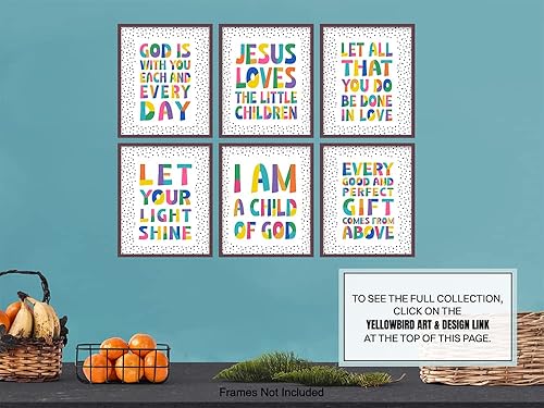 Miniatura 9 de Children Religion Christianity Wall Art - Baby shower Gift for Girls Boys Bedroom Nursery Decor Set - Faith God Scripture Bible Quotes decoration