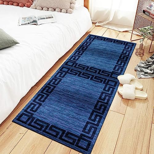 Tapis de couloir non glissé bleu 120x350cm : fini les glissades sur le parquet