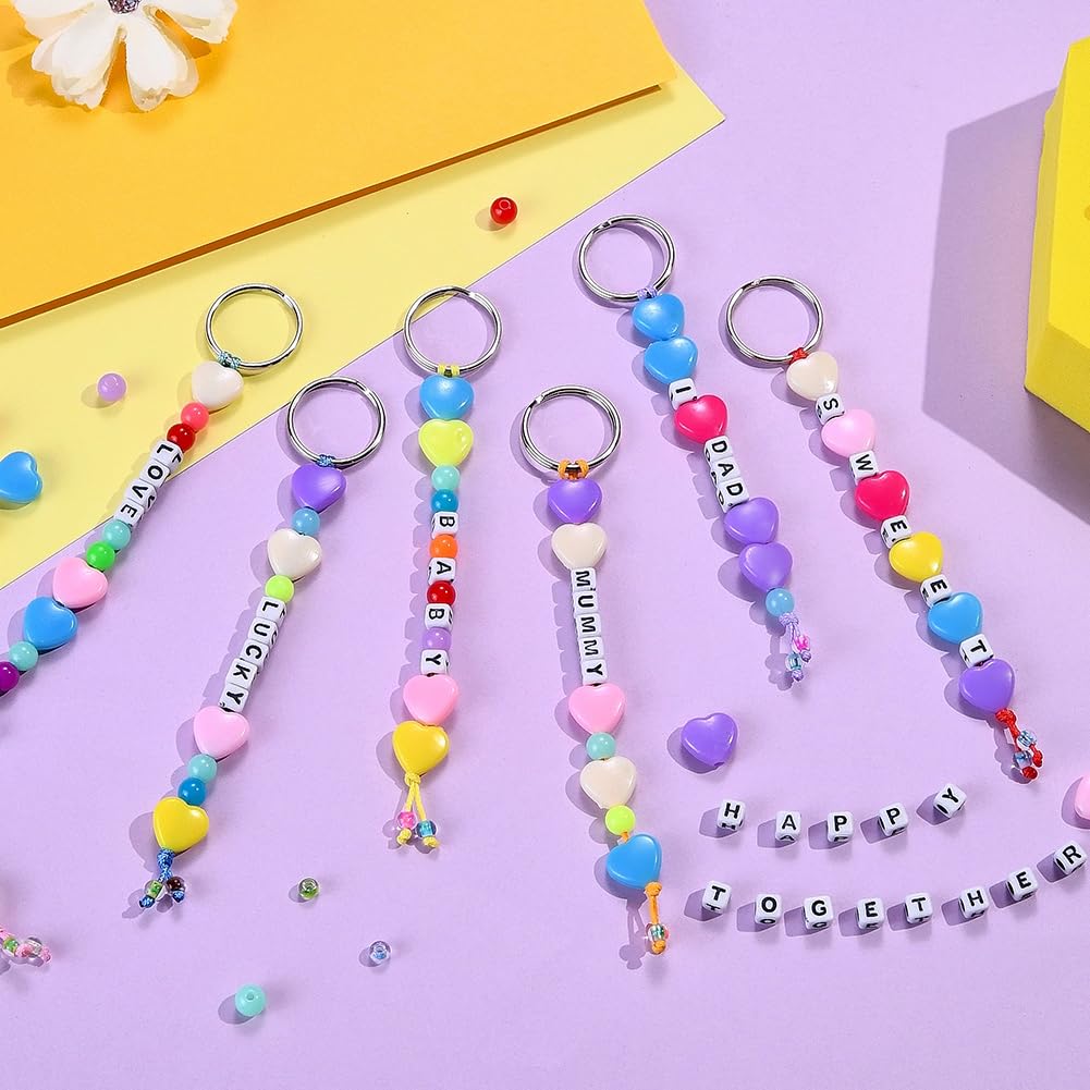 60 Pezzi kit Portachiavi Fai Da Te Portachiavi Perline Colorate in Metallo con Biglietto d'auguri e Sacchetto Regalo Anelli Portachiavi Regalo Donna per Compagni di Classe Amici e Familiari