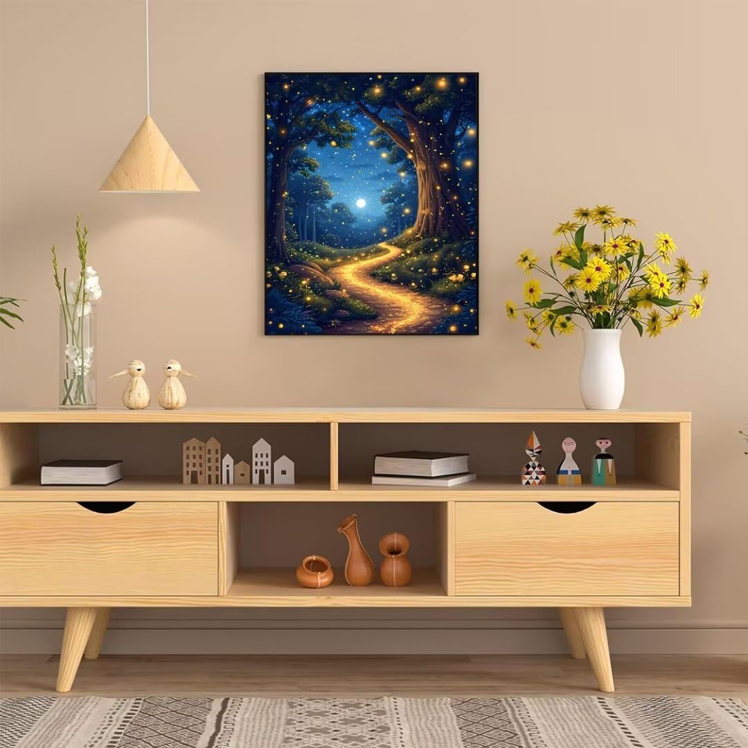 Malen Nach Zahlen Erwachsene Sternenlichtwald Malen Nach Zahlen Bild, Handgemalt Ölgemälde Kit für Anfänger und Kinder Mit 3-Pinseln und Acrylfarbe für Basteln Zuhause Mädchen Geschenk 150x100cm w4477