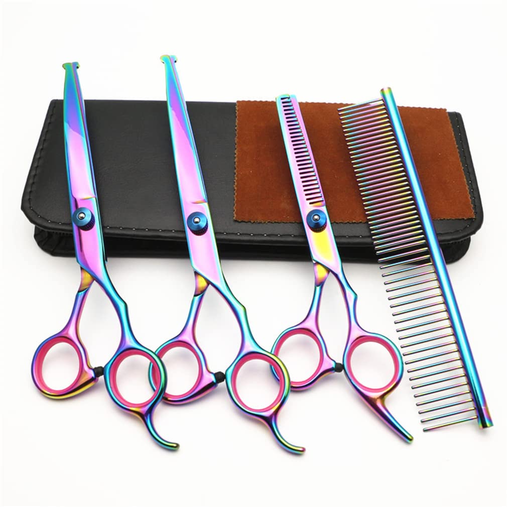 Set di Forbici per Pet Pet da 7,5 Pollici in Acciaio Inox, Kit di Forbici da Taglio per Capelli Pet, Pet Grooming Shears con Pettine per Cani E Gatti