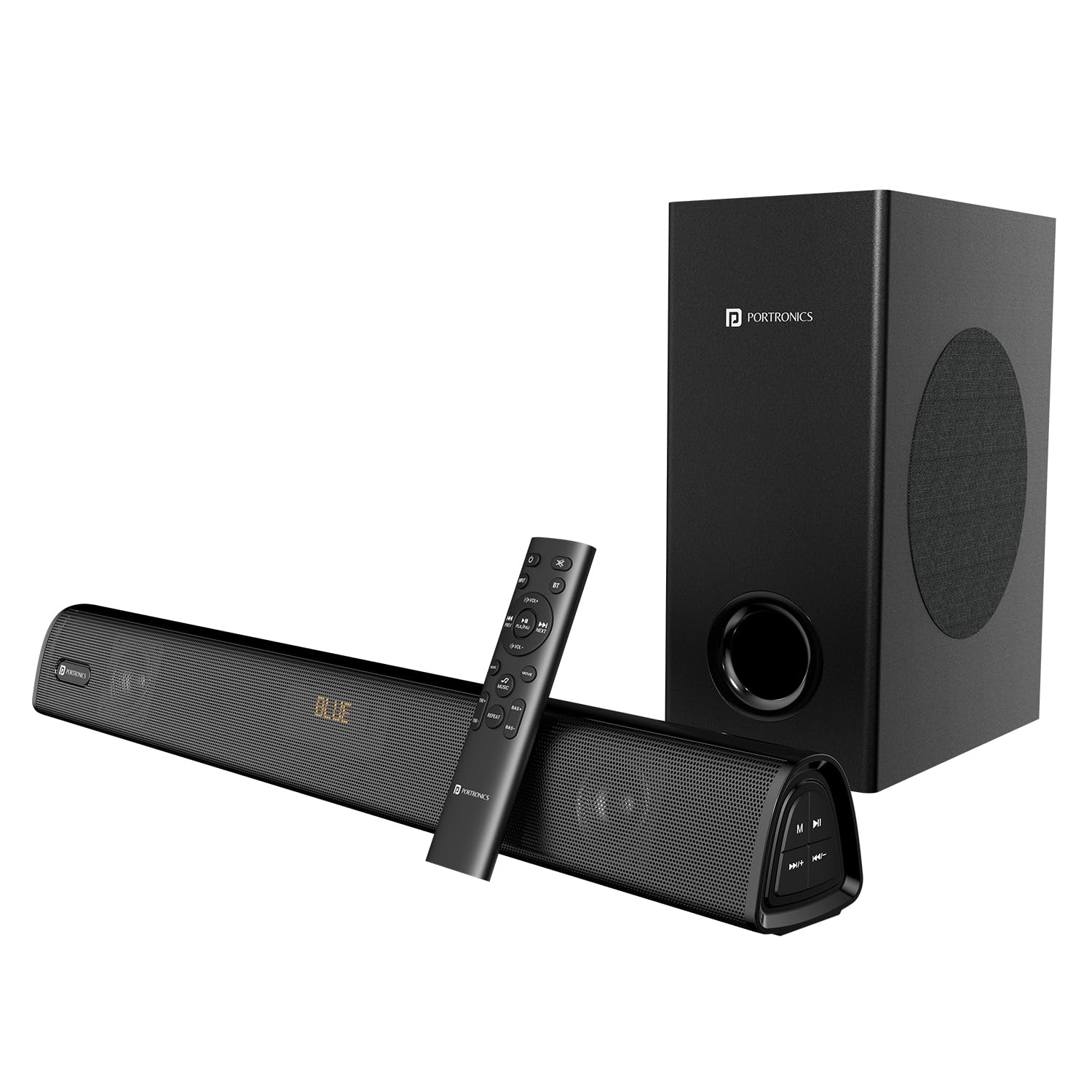 Portronics Pure Sound 106 | 120W Bluetooth Soundbar with Wired Subwoofer for Deep Bass, 2.1 Channel Home Theatre, HD Sound,3 EQ Modes, BT 5.3V,HDMI, AUX in, USB Port, Sleek Remote Control(Black) (B0CWY1BPFD) Amazon Price History, Amazon Price Tracker