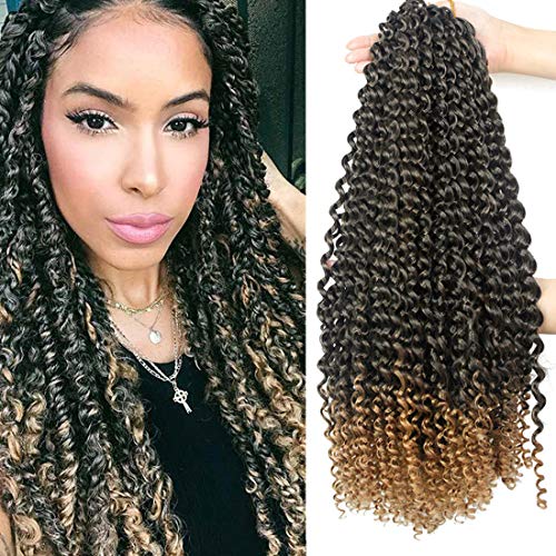 Passion Twist Hair 18 Inch 6 Packs/Lot Water Wave Crochet for Passion Twists Long Bohemian Hair Braiding Ombre Passion Twist Crochet Hair Braids Synthetic Hair Extensions (T1B/27#)