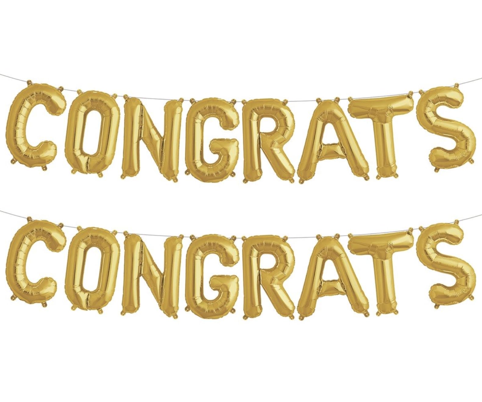 Gold Congrats Foil Balloon Banner, 1m (2 pack)