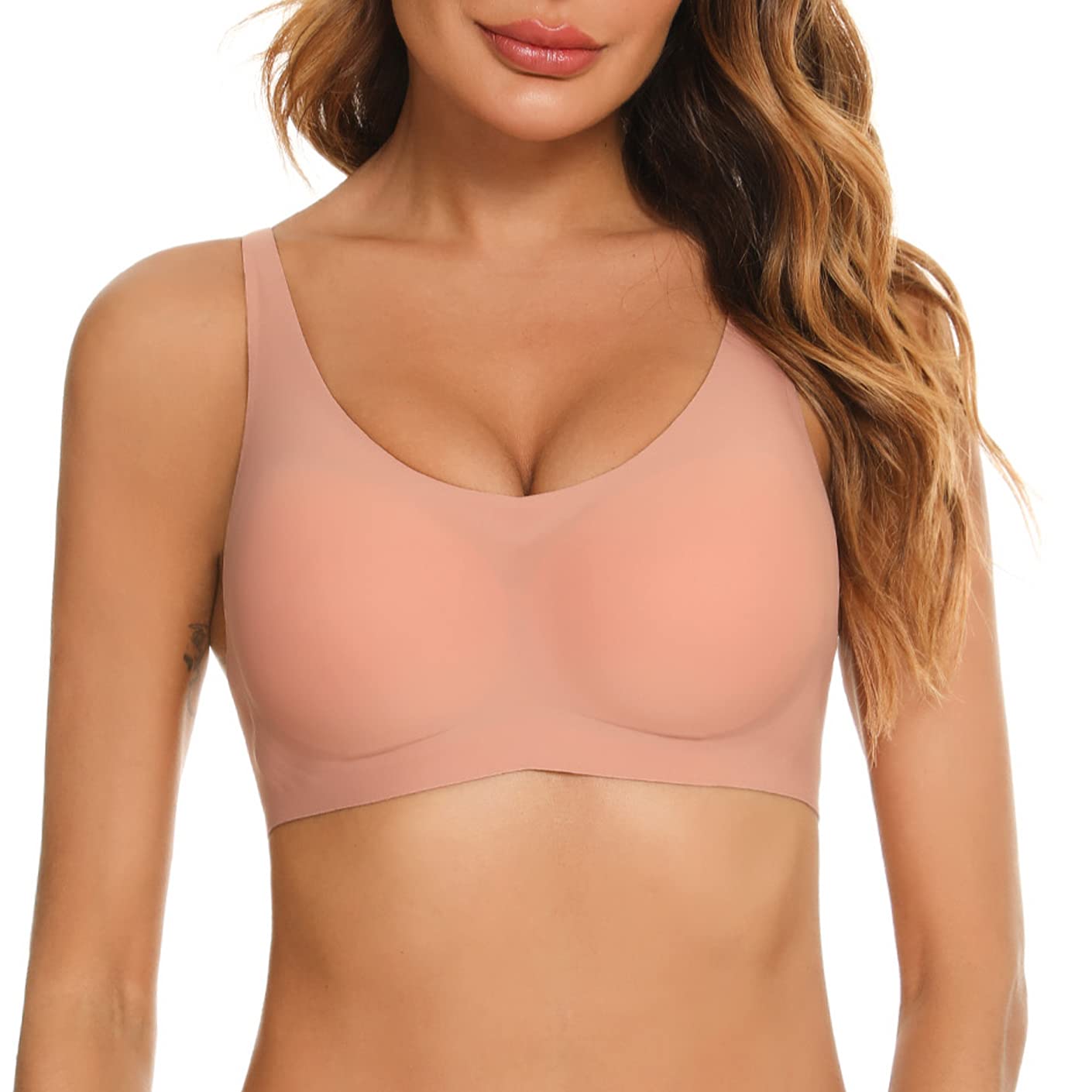 OcexteurWomen Sexy Zero Feel Comfort Seamless Bralettes Crop Top Soft Wirefree Everyday Sleep Bra