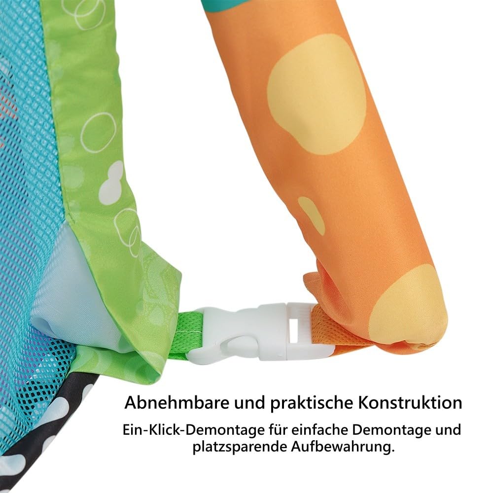 Spielbogen Baby mit Bällen – 3-in-1 Krabbeldecke mit Spielbogen & Sicherheitsnetz – Faltbare Baby Spielmatte im Schildkröten-Design – Inkl. 30 Bälle – 85x85 cm Grün