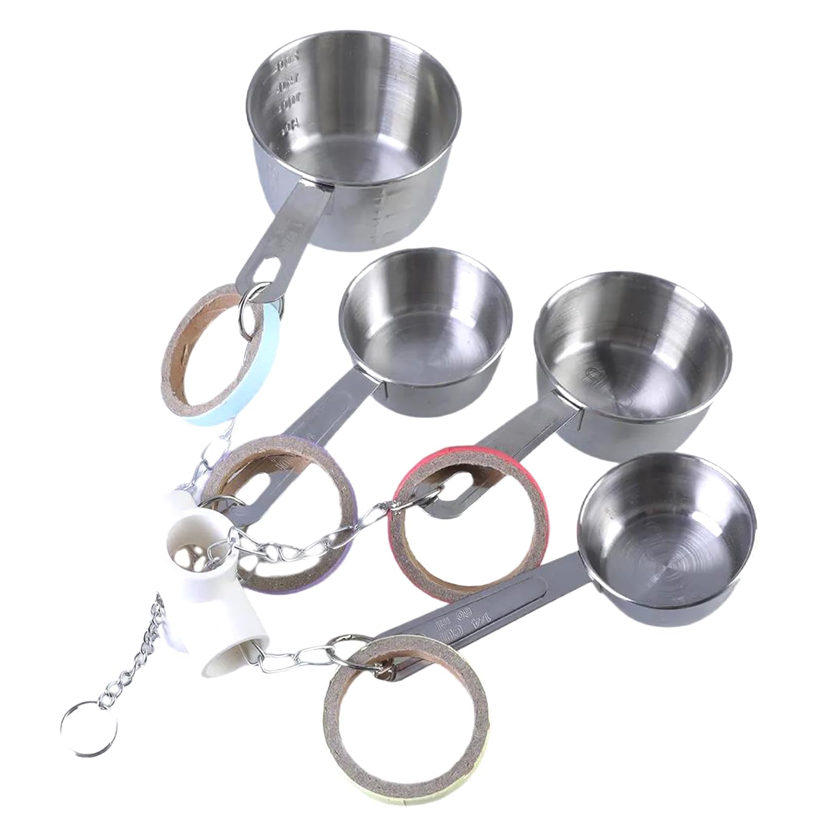 CUNZJIA Colorful Parrots Chew Toy Stainless Steel Cups Bites Toy Tearing Entertaining Toy for Boredom Relief