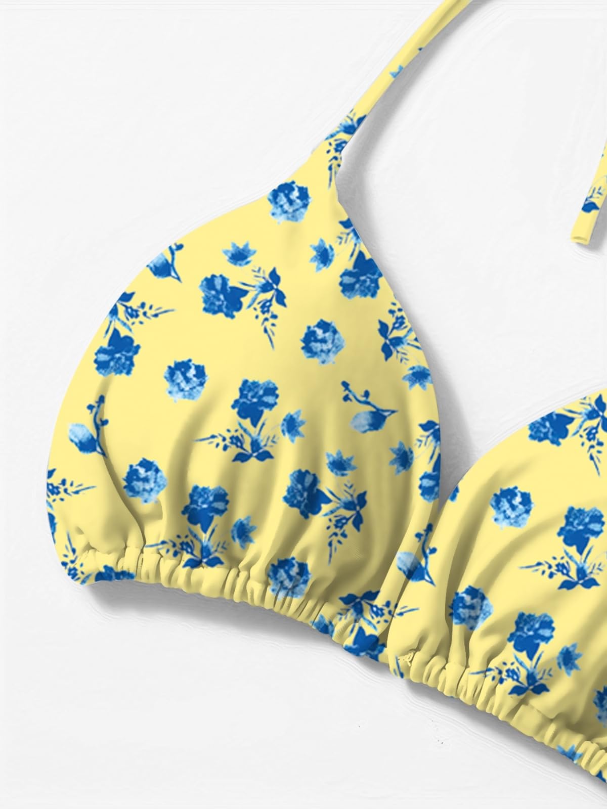 Bikini Mujer Mujeres Floral Corbata Lateral Set Halter Dos Piezas Traje De Baño-Yellow-s