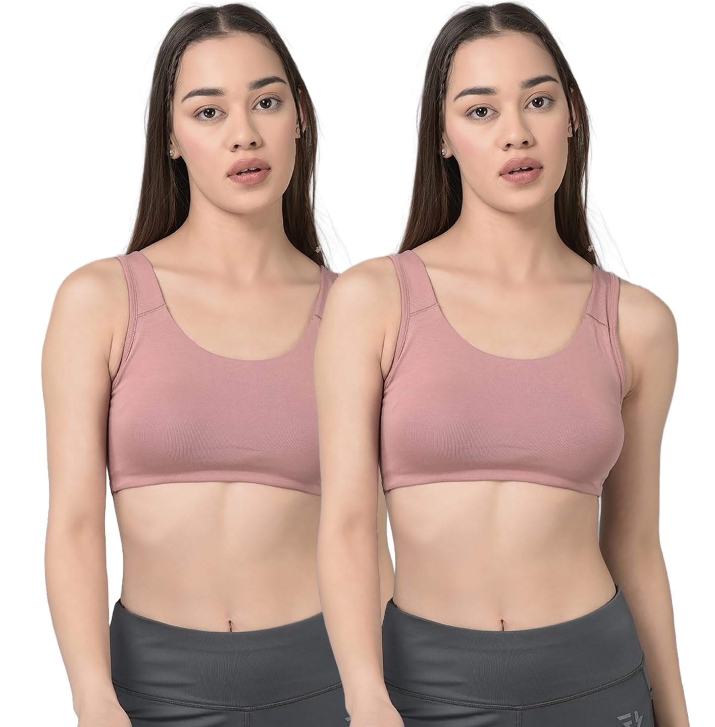 Women's Cotton Blend Non-Padded Wire Free Modern Sports Bra-image-14