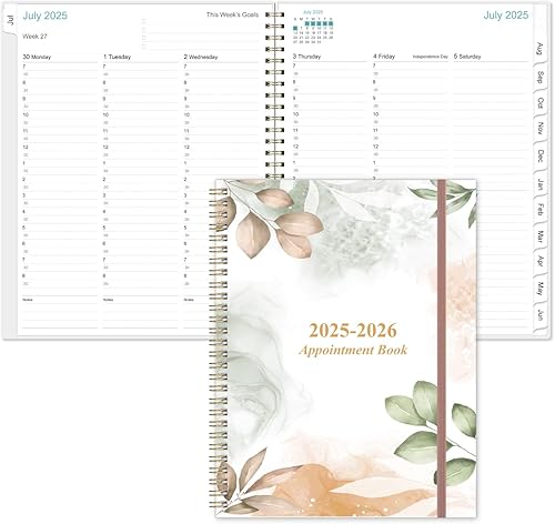Agenda y libro de citas 2025-2026, agenda diaria por hora de 8.5 x 11 pulgadas, de julio de 2025 a junio de 2026, libro de citas semanal con