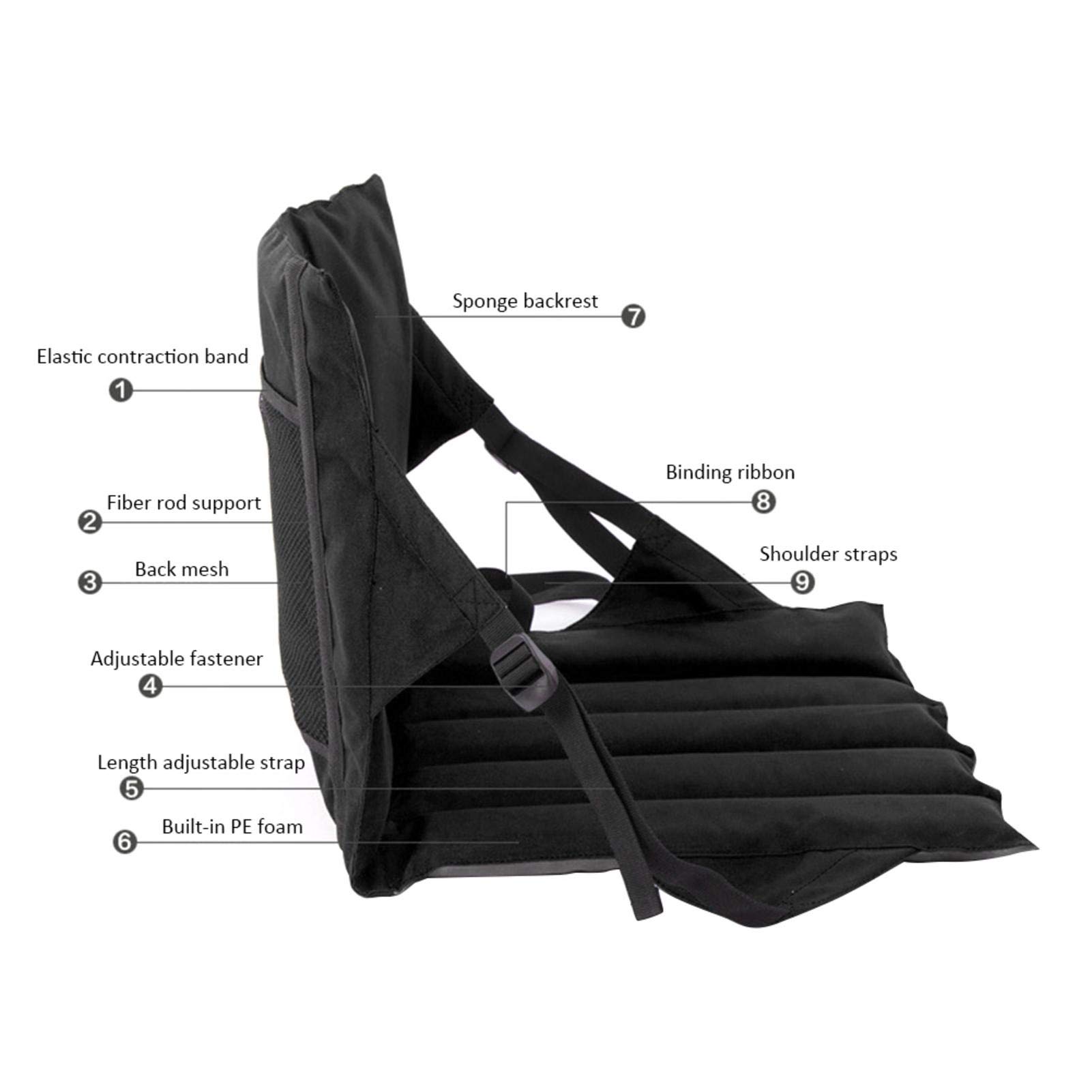 Stadion-Kissen – Faltbare Bleacher-Sitze, wasserdicht, Outdoor-Klappstuhl-Pad, 78 x 40 x 2 cm, Stadionsitze für Bleicher mit Rückenstütze für Veranstaltungen, Ausflüge, Reisen, Wandern