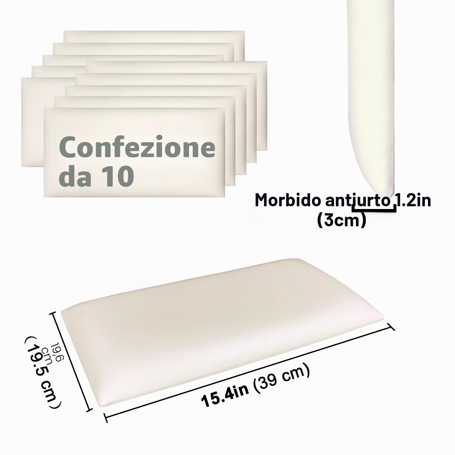 YU LI 3DH Imbottitura da parete 3D anti-collisione per bambini, autoadesiva, 10 pezzi, pannelli bianchi per testiera e testiera da parete