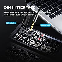 Vista 3 de BOMGE Interfaz de mezclador de sonido de audio mini DJ de 4 canales con MP3, USB, Bluetooth, grabación estéreo, alimentación fantasma de 48 V, 99