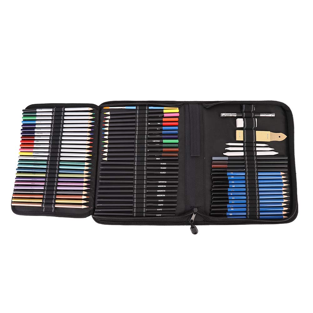 Juego de Lápices de Carbón para Bocetos Artísticos Esenciales, 72 Uds., Núcleos de Plomo Lisos, Herramientas de Pintura Ecológicas para Bocetos con Bolsa de Transporte