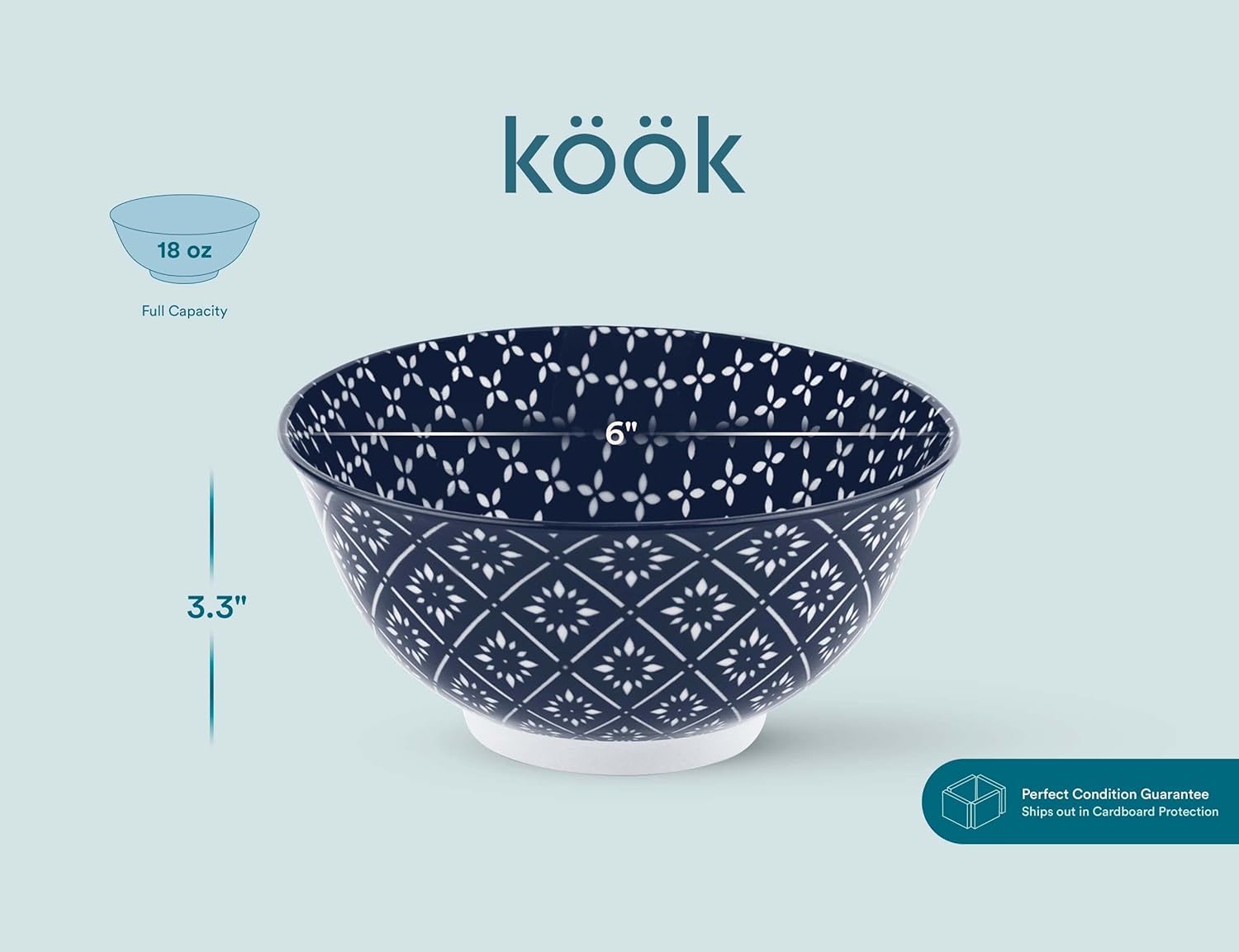 KooK Cuencos para cereales, fabricación de cerámica, colores vibrantes, diseños multicolor, cuencos para Acción de Gracias, Navidad y cocina, perfectos para sopa, pasta, ensalada, helado, azul y