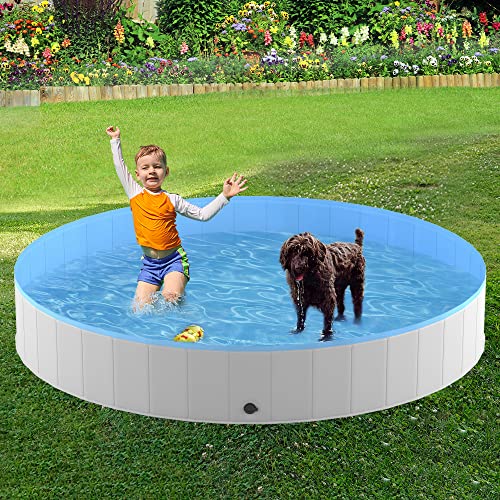 Niubya Foldable Dog Pool, Collapsible Hard Plastic Dog Swimming Pool, Portable Bath Tub For Pets Dogs And Cats, Pet Wading Pool For Indoor And Outdoor, 79 X 12 Inches #TOP3