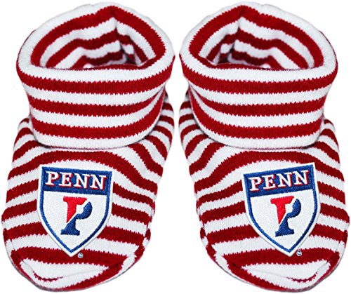 Creative Knitwear University of Pennsylvania PENN Shield Newborn Baby Striped Bootie Sock