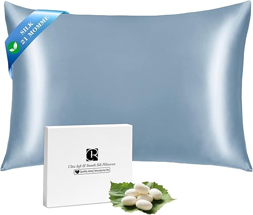 Ravmix Fundas de almohada de seda con cremallera, seda de morera de 21 momme para la salud del cabello y la piel, funda de almohada suave, lisa,
